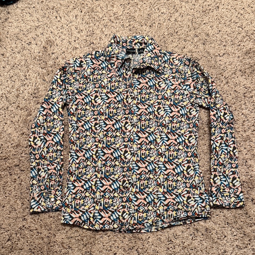 Youth Girls Cruel Girl Multicolor Patterned Button-Down Shirt Western